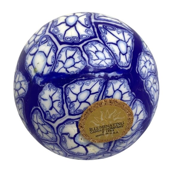 NOS Large Abstract Blue Millefiori USA Made 1993 Illuminating Candle Co - Picture 8 of 9